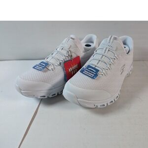 Skechers Women's White Slip-On Wide Fit Athletic Sneakers